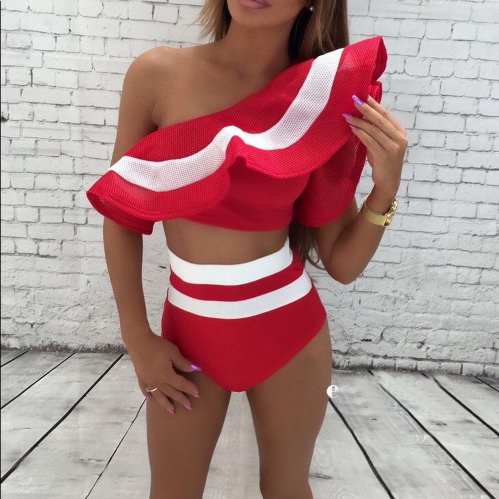Sexy Red Bikini One Shoulder NEW